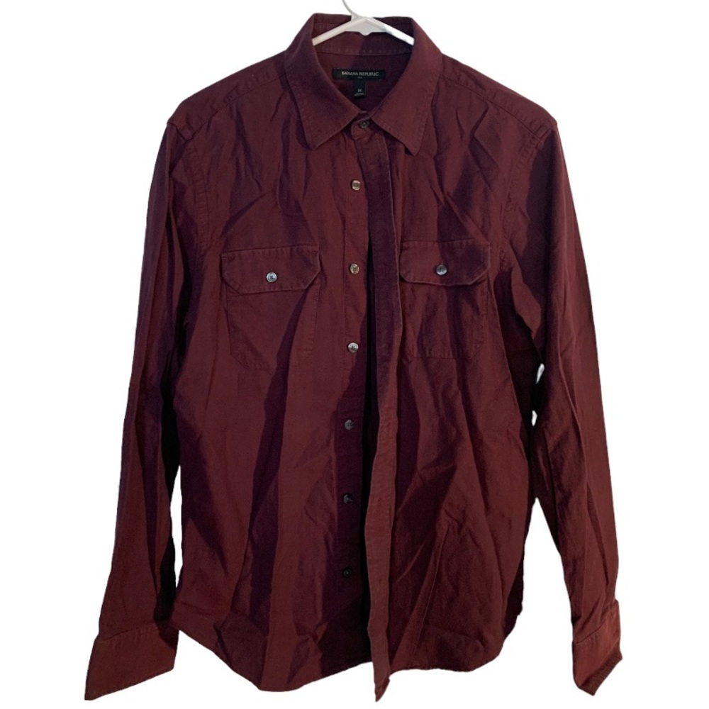 Banana Republic Mens Merlot Red Oxford Button Down Long Sleeve, size M